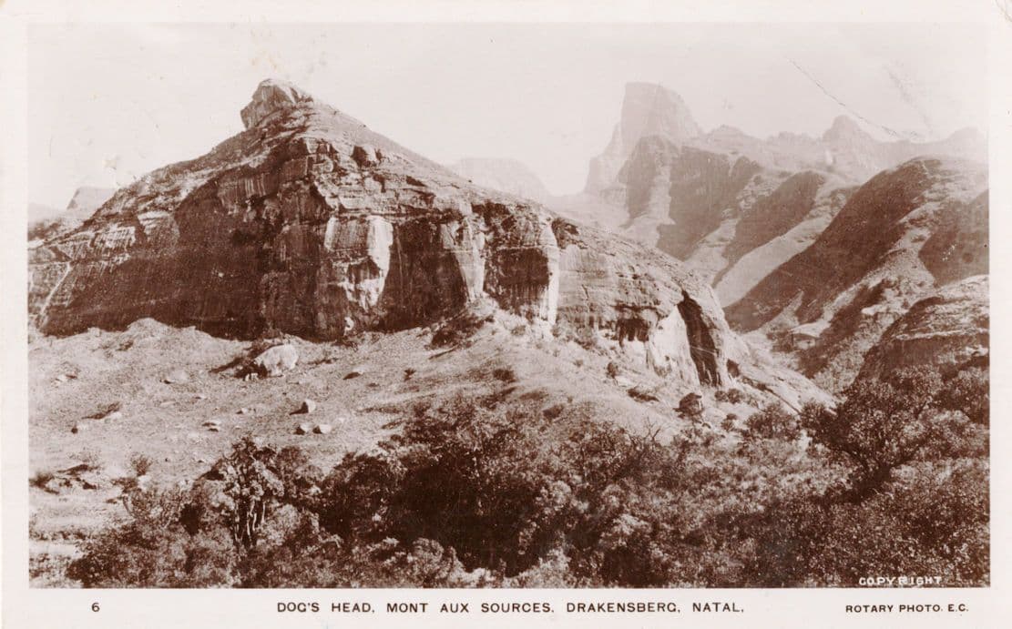 Dogs Head Mountain Drakensberg Natal WW1 South Africa Old RPC Postcard