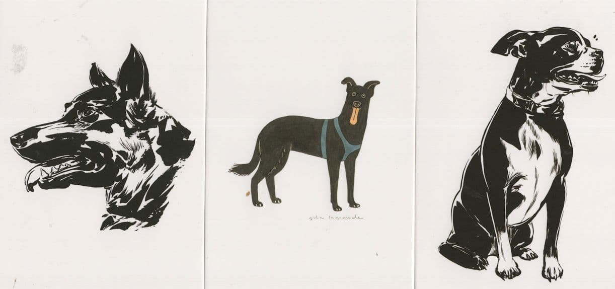 Dogs Panting incl Giant Tongue 3x Painting Dog Postcard s