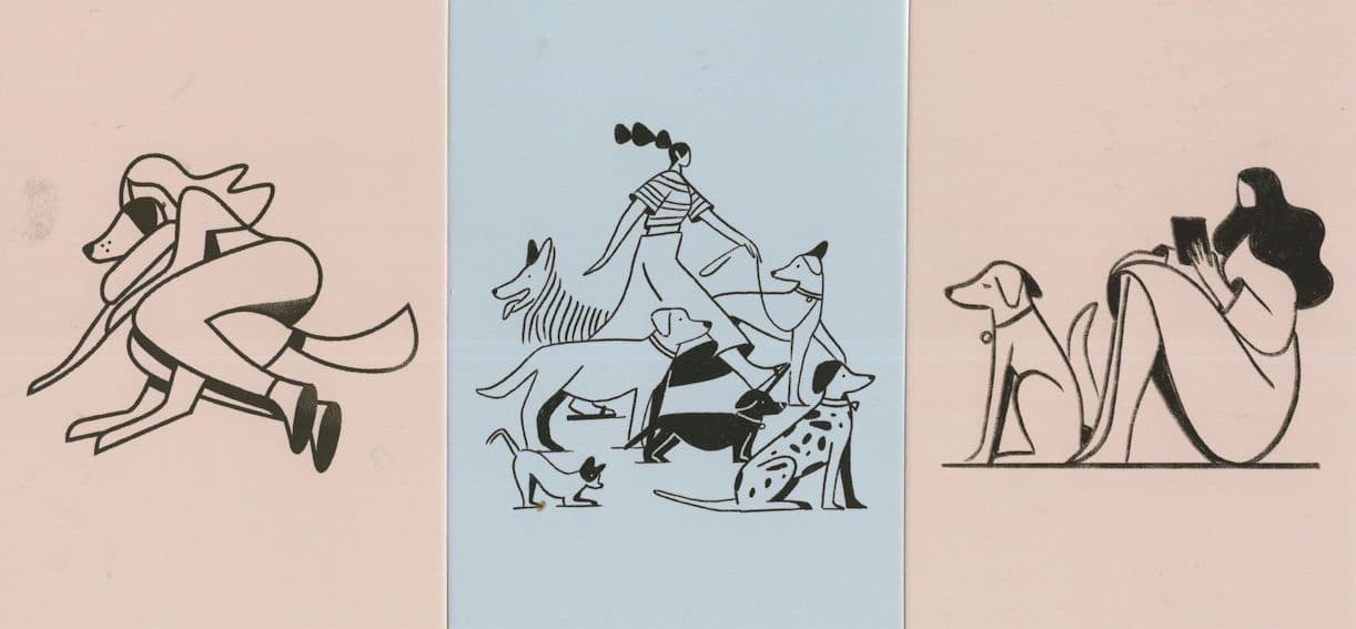 Dogs & Posh Lady Owners 3x Dog Cartoon Postcard s