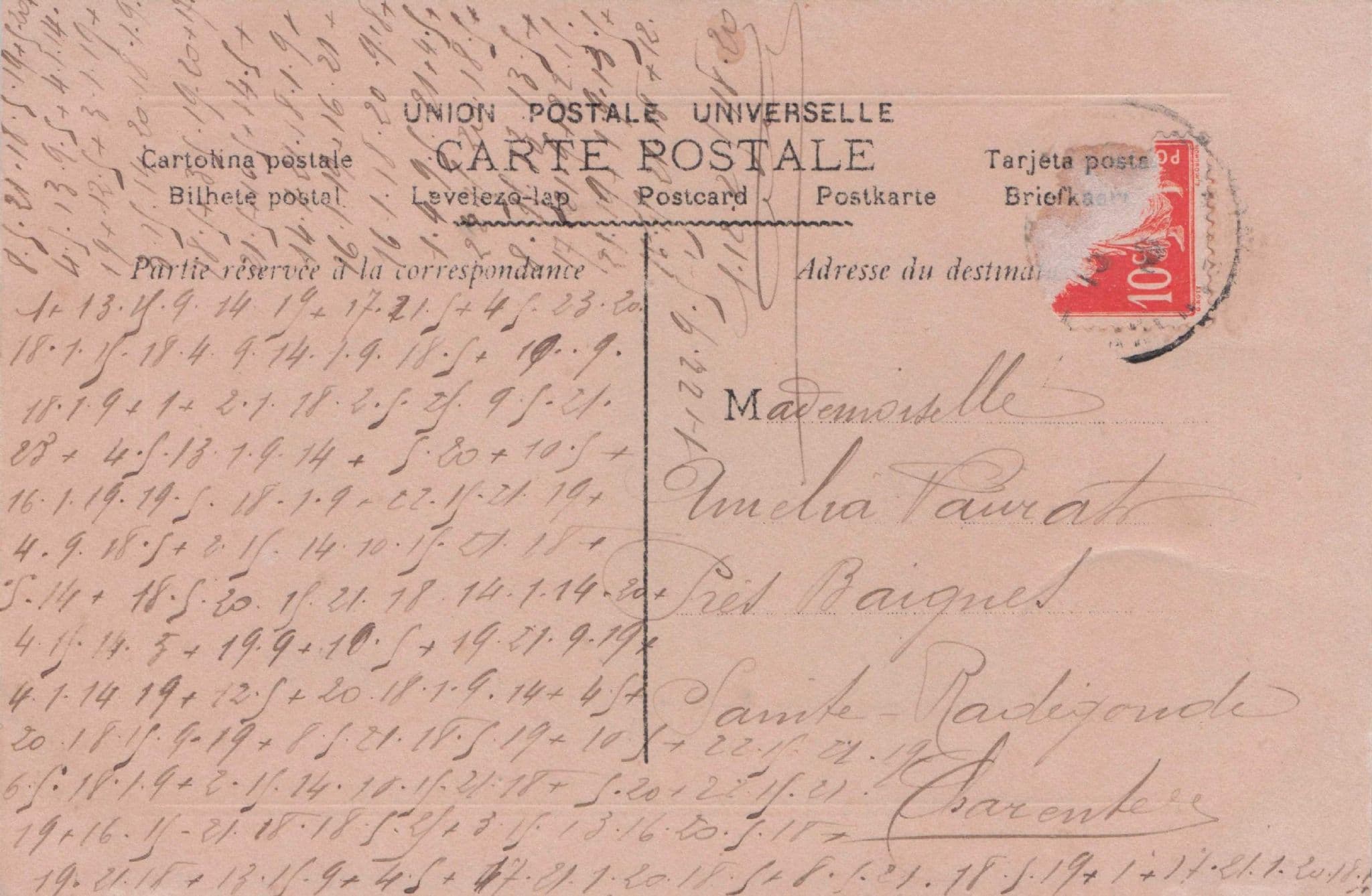 Domestic Violence Angry Man Breaking House French Lovers Secret Code Postcard