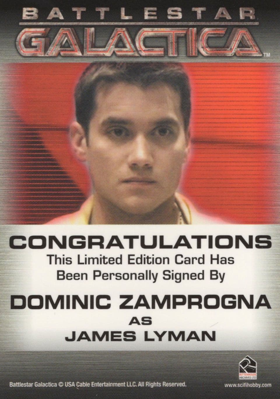 Dominic Zamprogna Battlestar Galactica Hand Signed Photo Card