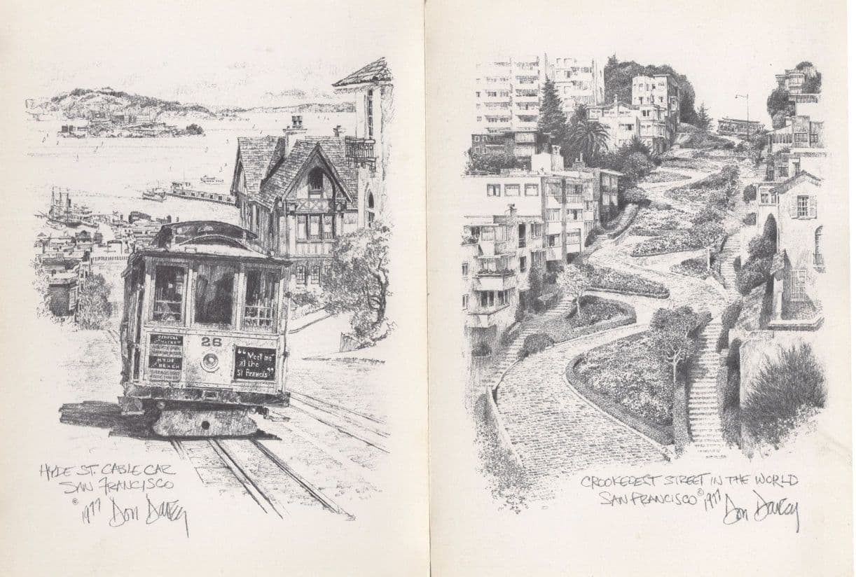 Don Davey San Fransisco Cable Car 2x Painting Postcard s