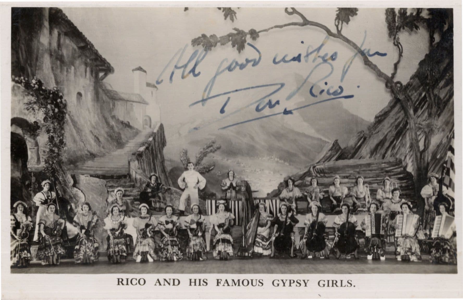 Don Rico & His Gypsy Girls Orchestra Italian Theatre Hand Signed Photo