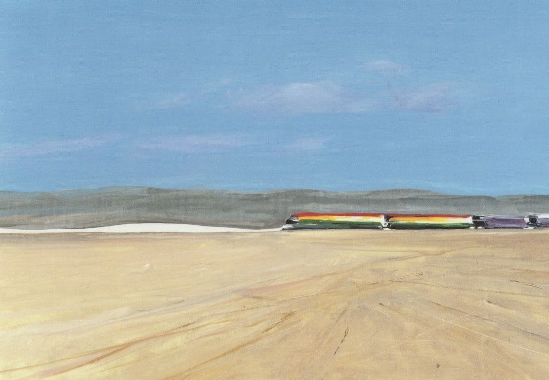 Donald Hamilton Fraser Train In The Desert Painting Postcard