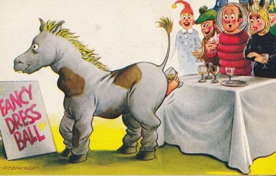 Donley at Fancy Dress Ball 1970s Comic Humour Postcard
