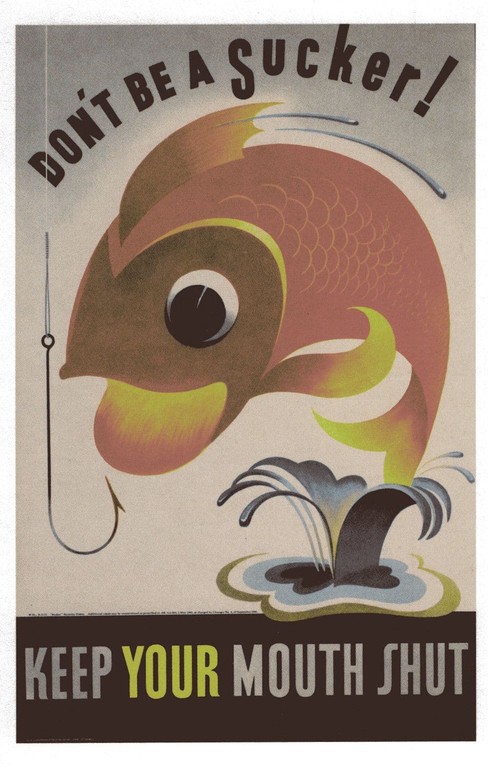 Dont Be A Sucker USA Fishing Military WW2 Poster Postcard