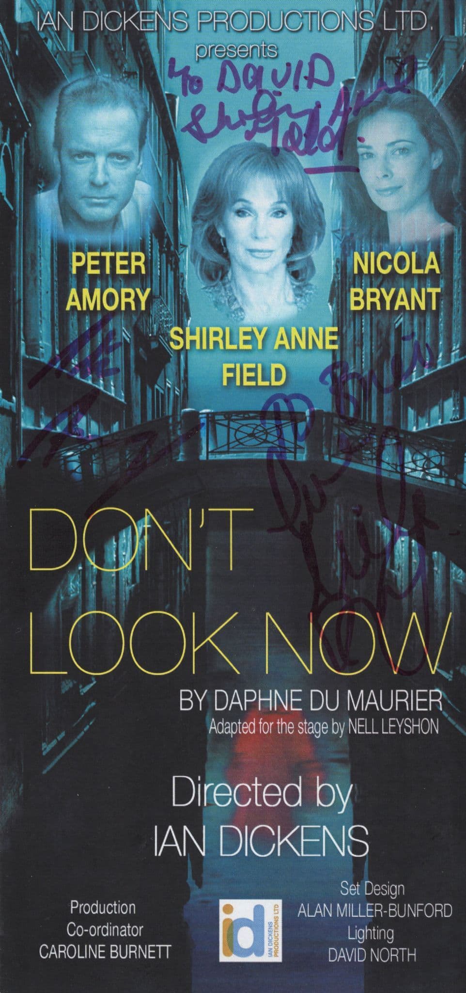 Dont Look Now Peter Amory Shirley Anne Fleld Nicola Bryant 3x Signed Flyer