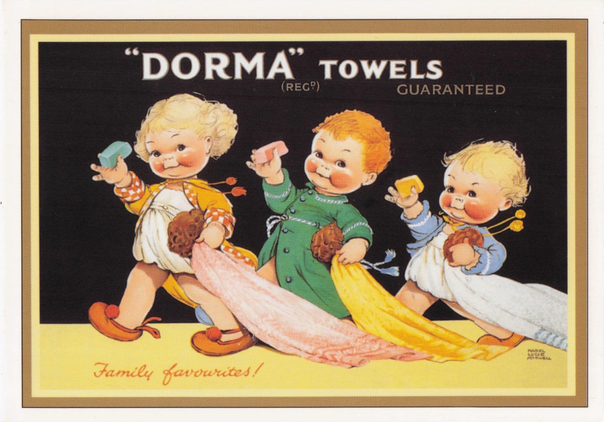 Dorma Towels Family Favourites Bath Washing Advertising Poster Postcard