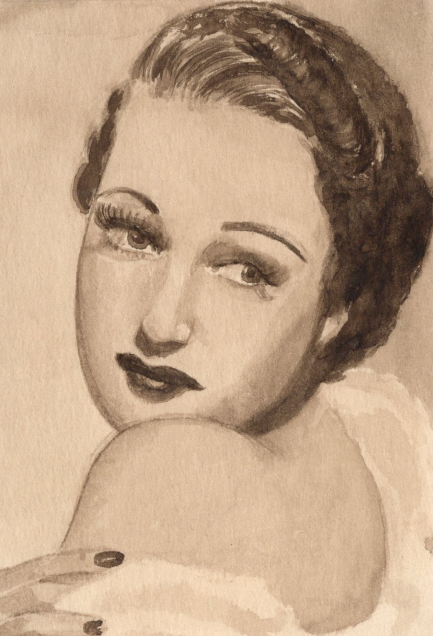 Dorothy Lamour Hollywood Film Actress Vintage Rare Old Hand Art Drawing
