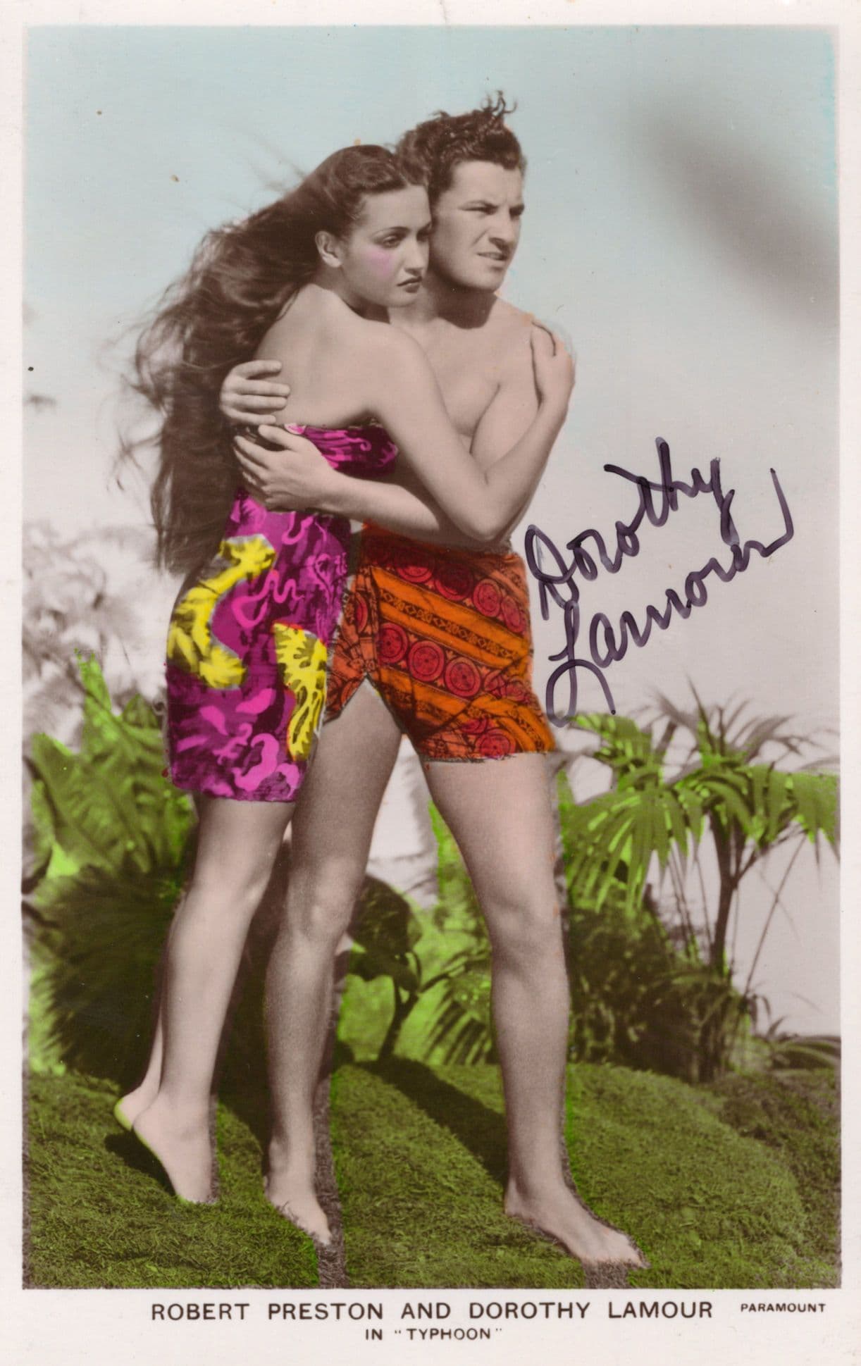 Dorothy Lamour with Robert Preston Typhoon Antique Hand Signed Photo