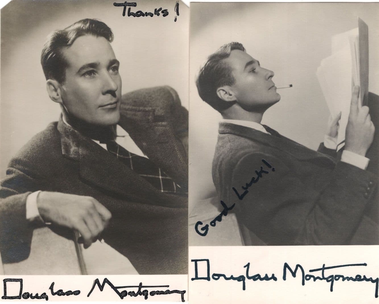 Douglas Montgomery 2x Antique Hand Signed Autograph Photo s