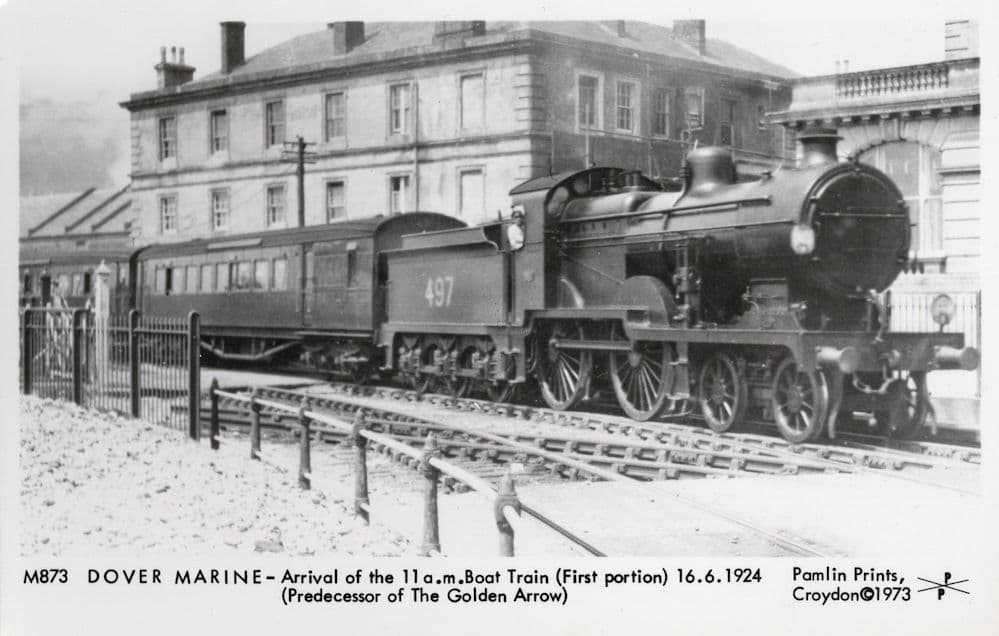 Dover Boat Marine Train 497 Arrival Of Golden Arrow Train RPC Postcard