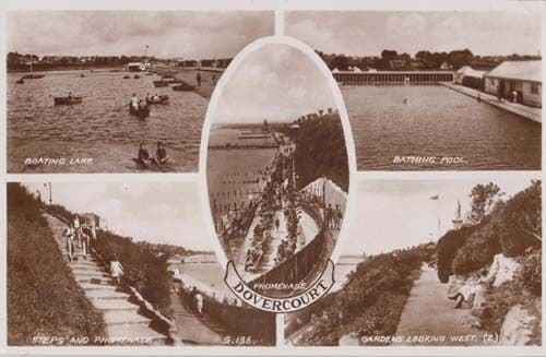 Dovercourt Essex Multi View Vintage Postcard incl Bathing Pool Boat Lake Frank