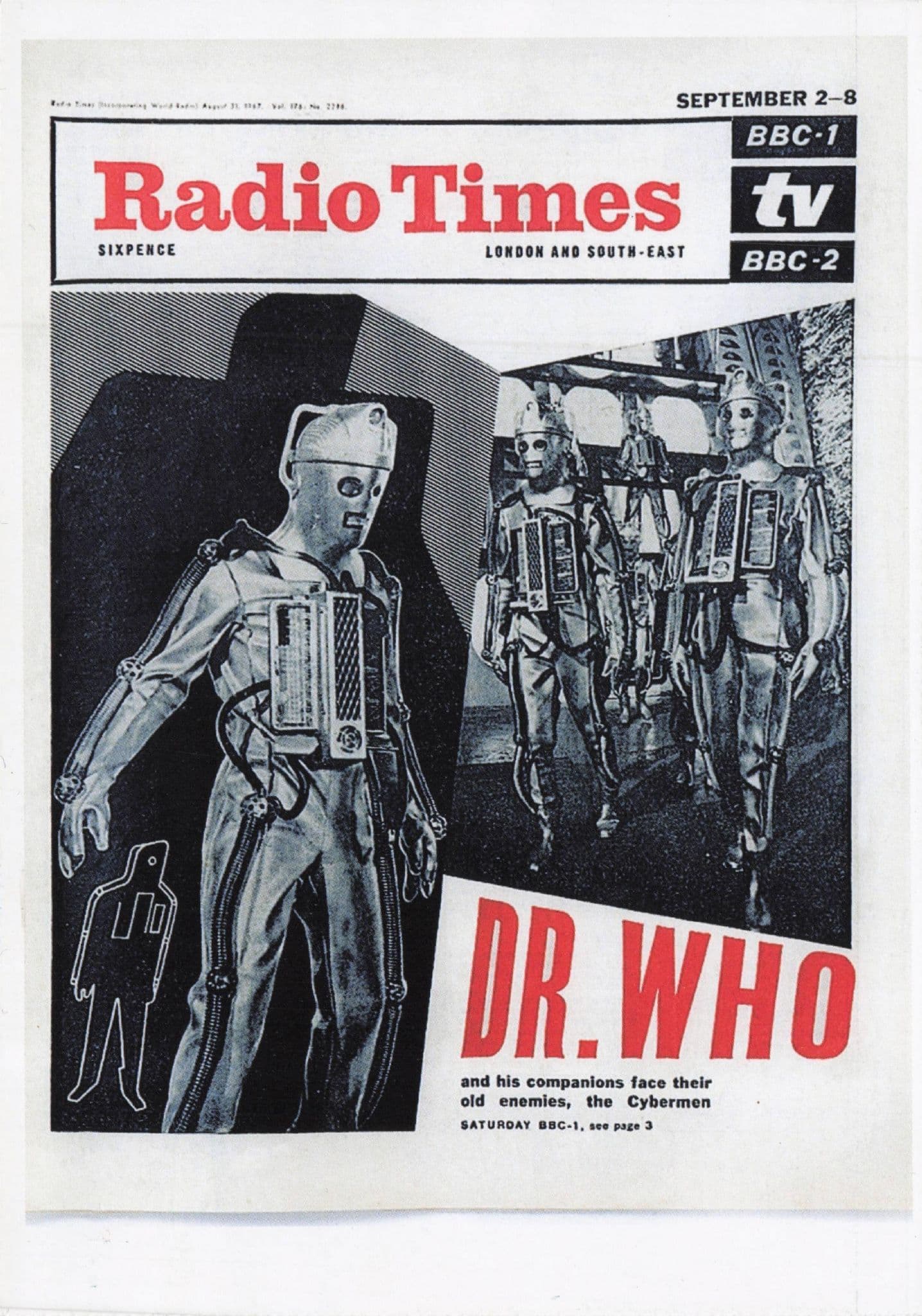 Dr Doctor Who & The Cybermen BBC Radio Times Postcard
