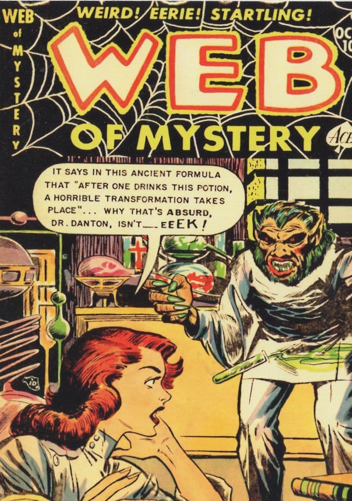Dr Jekyll & Mr Hyde Spoof 1950s Comic Book Web Of Mystery Postcard
