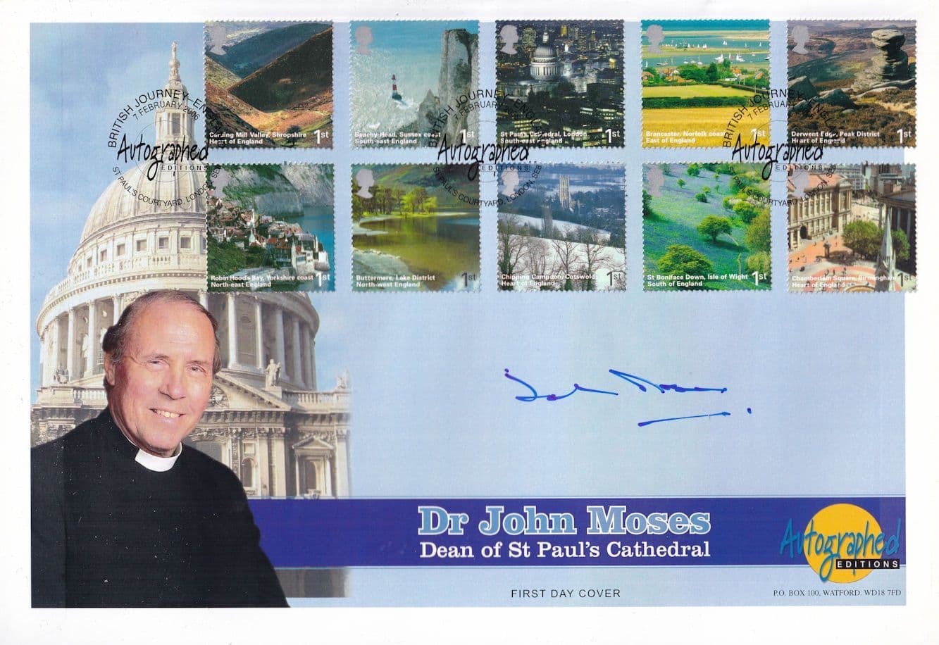 Dr John Moses Dean Of St Pauls Cathedral Hand Signed FDC