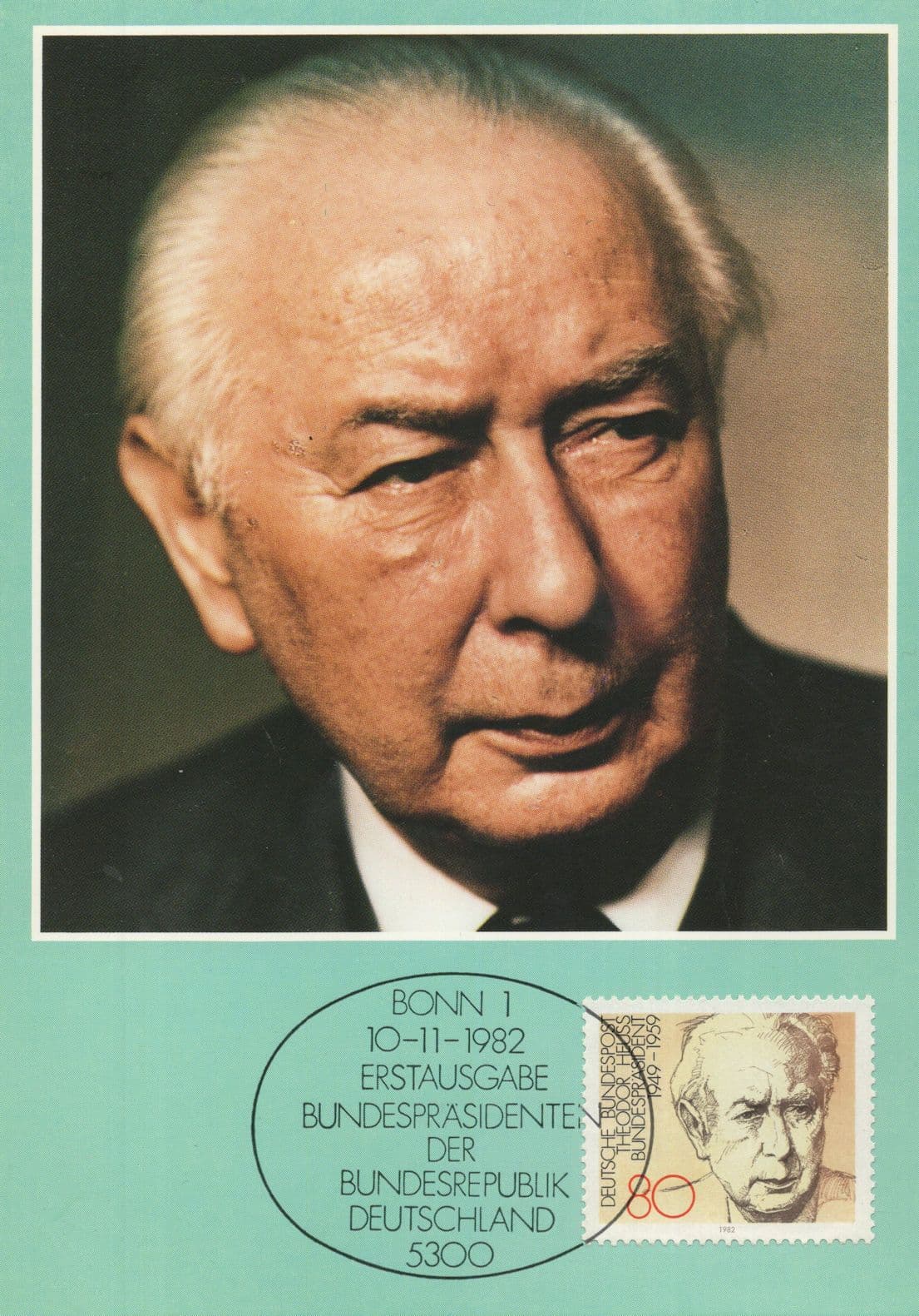 Dr Theodor Heuss German Liberal Politician President FDC Postcard