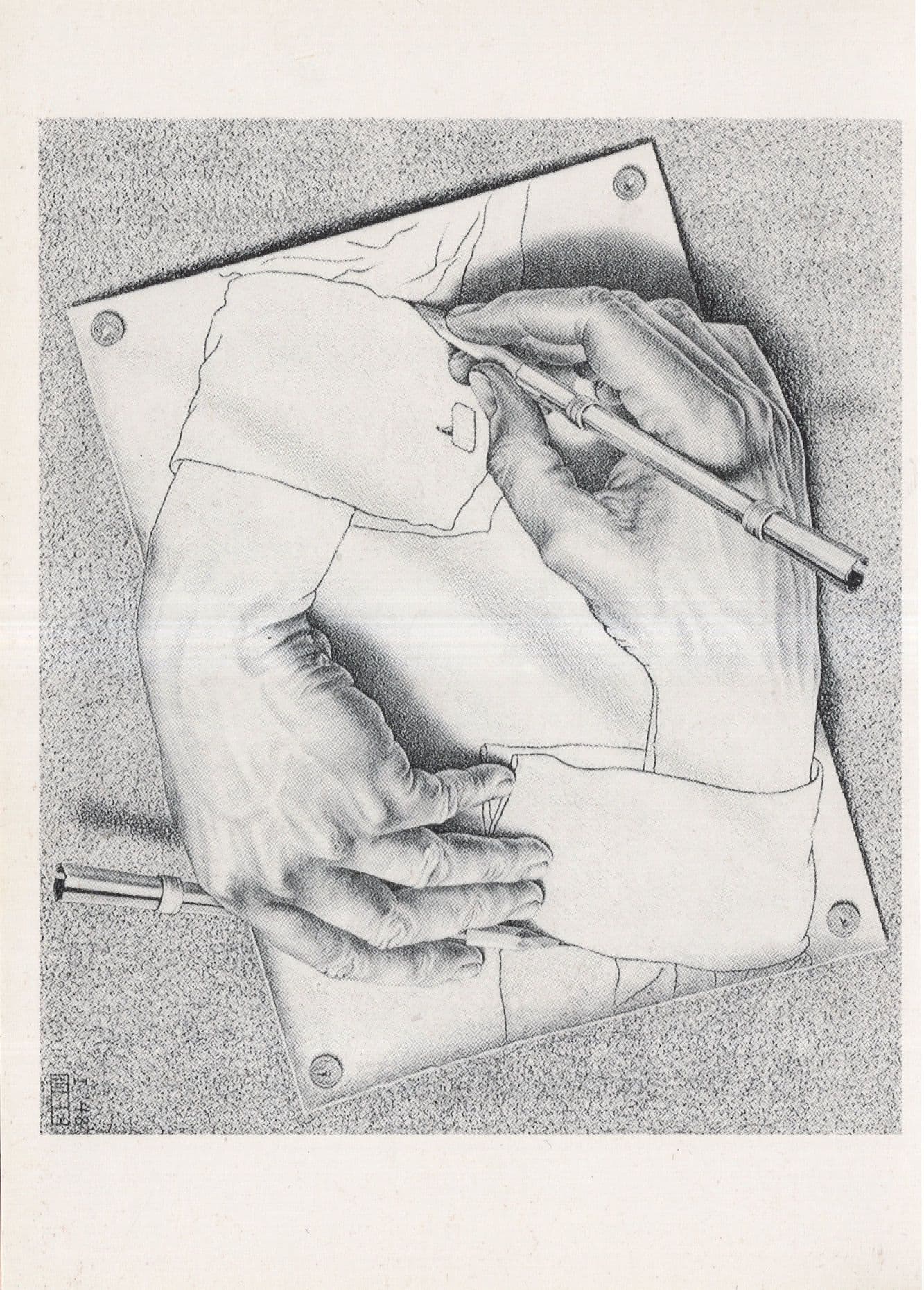 Drawing Hands MC Escher Dutch Artist Painting Postcard