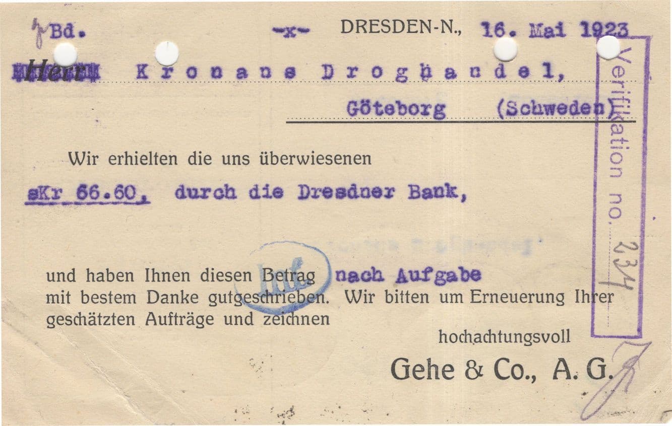 Dresden Calmonal Tannyl Ureabromin Sedativum Epilepsie Gehe & Co 1923 Swiss Postcard