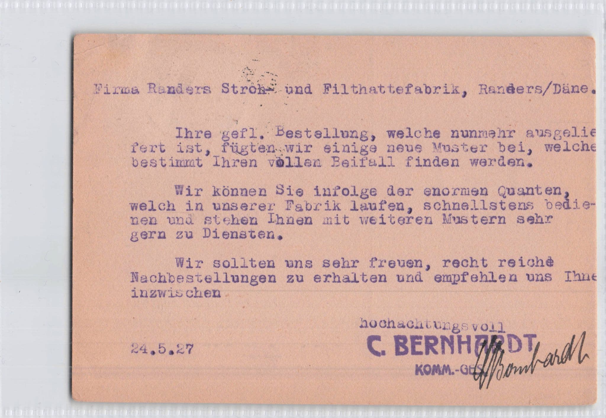 Dresden Straw & Felt Hat Fashion Factory Antique German Old Postcard