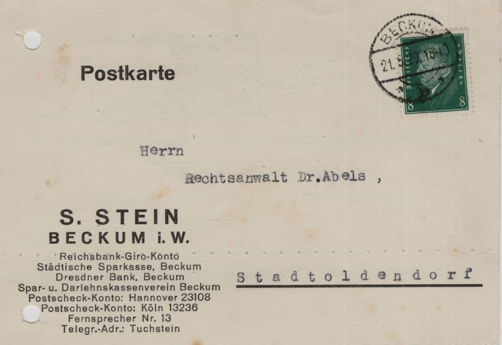 Dresdner Bank Beckum Rhine German Money Receipt To Doctor Old Postcard