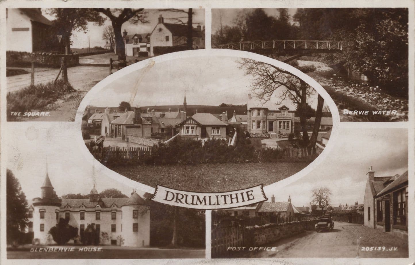 Drumlithie Scottish Post Office Multi View 1940s Postcard
