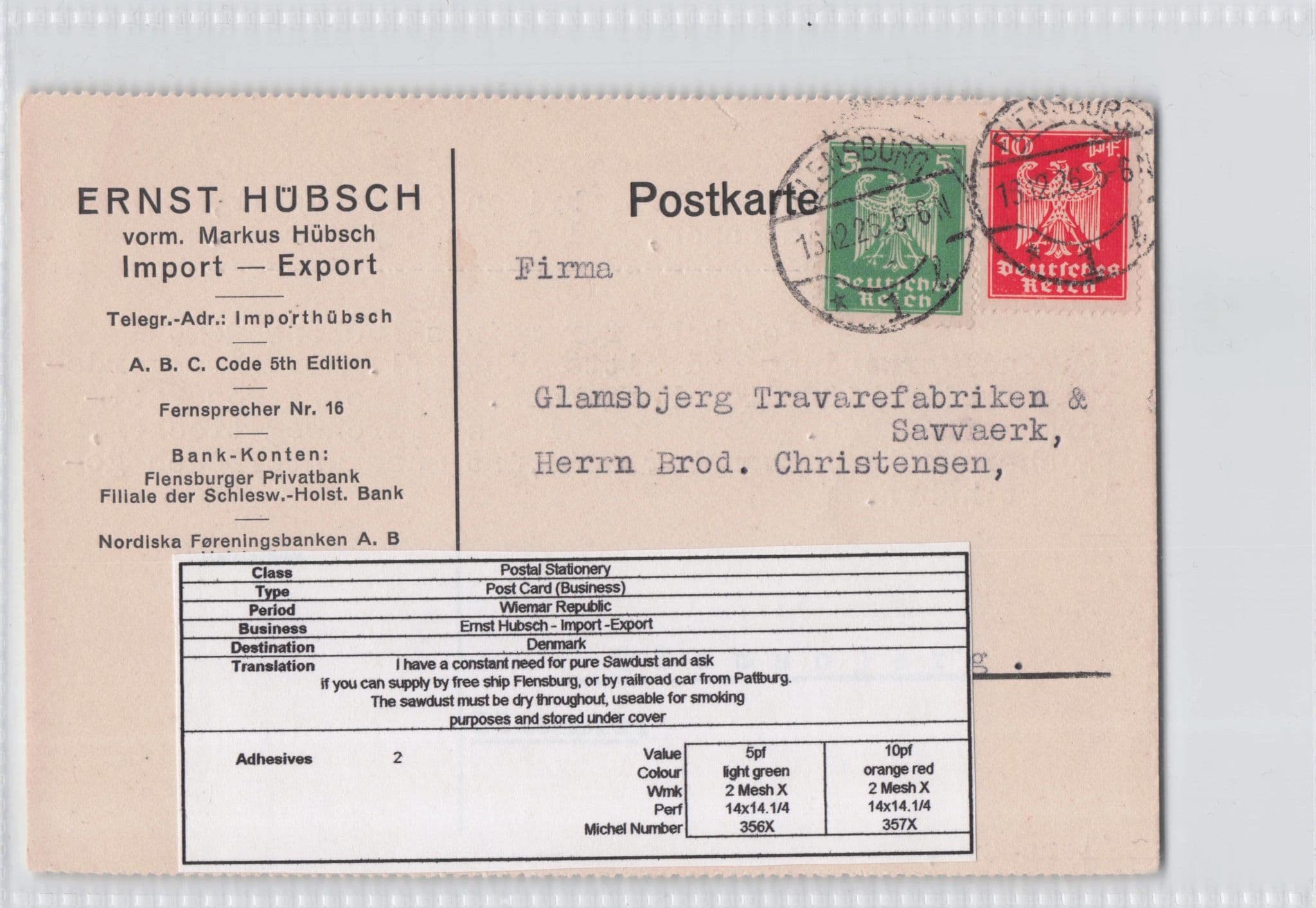 Dry Sawdust Request Flensburg Ship Pattiburg Train German Old Postcard