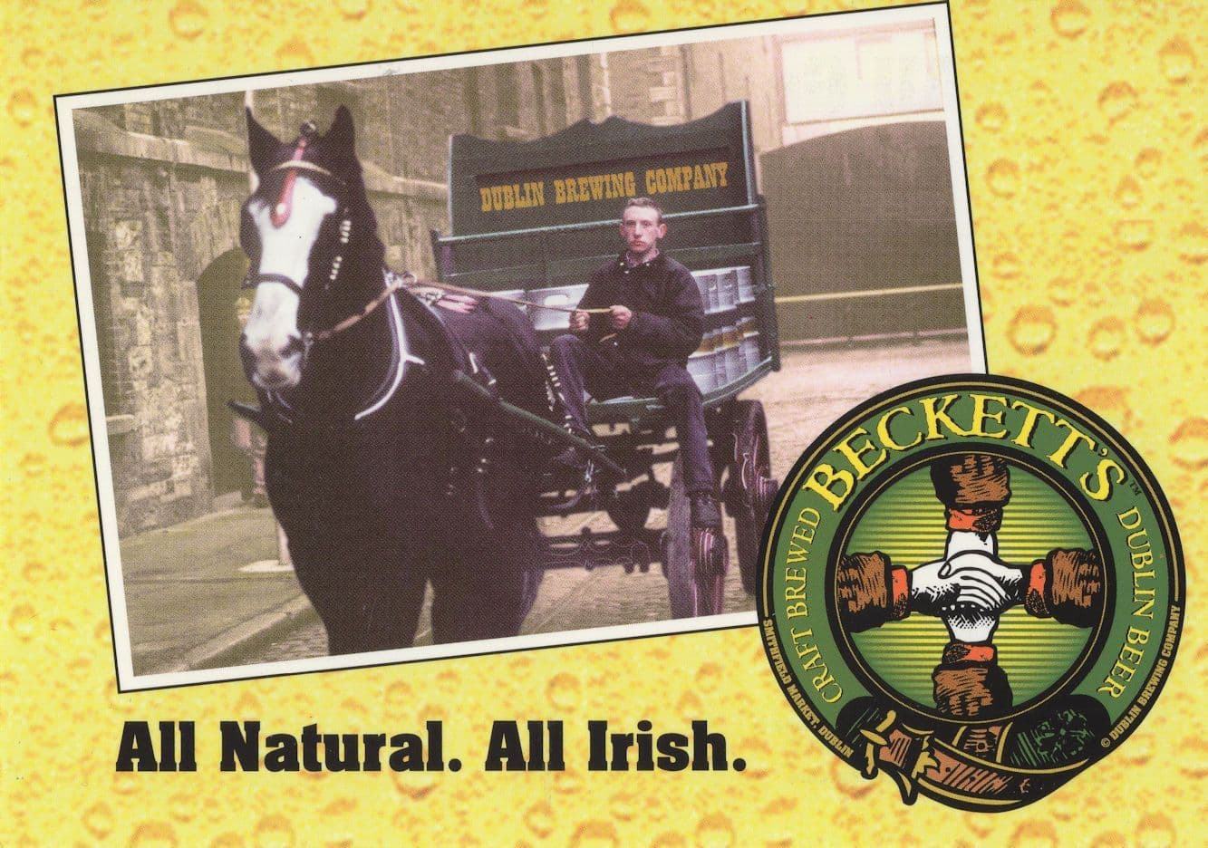 Dublin Horse & Cart Delivering Becketts Beer Advertising Postcard