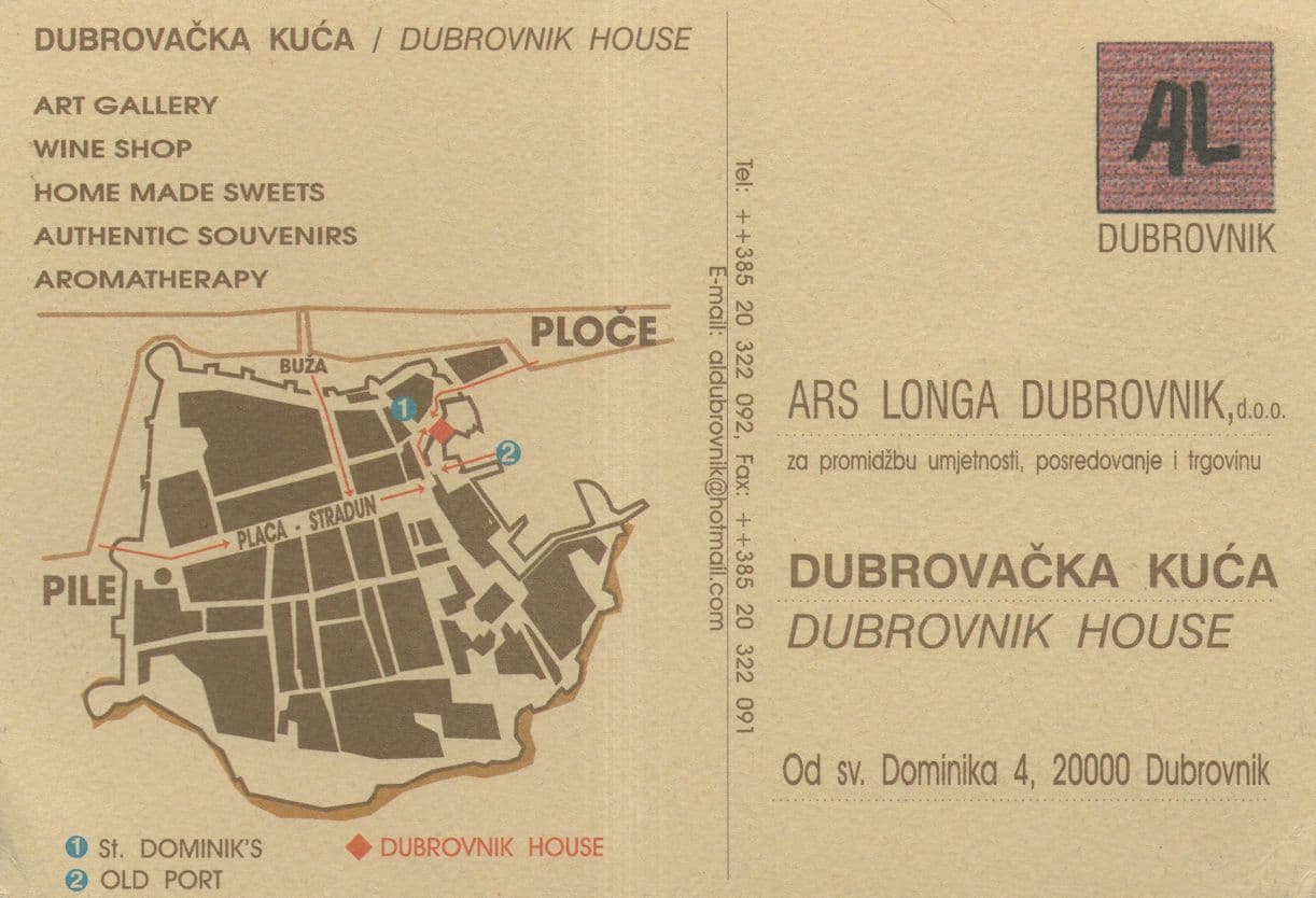 Dubrovacka Kuca House Art Gallery Wine Vintage Map Croatia Postcard