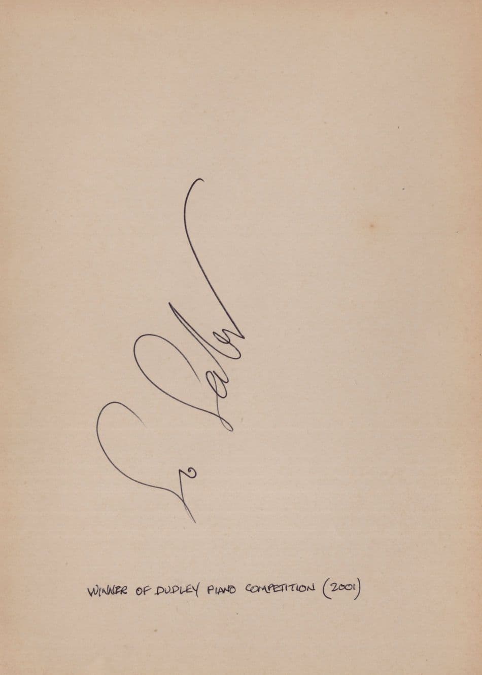 Dudley Classical Music Piano 2001 Competition Hand Signed Autograph