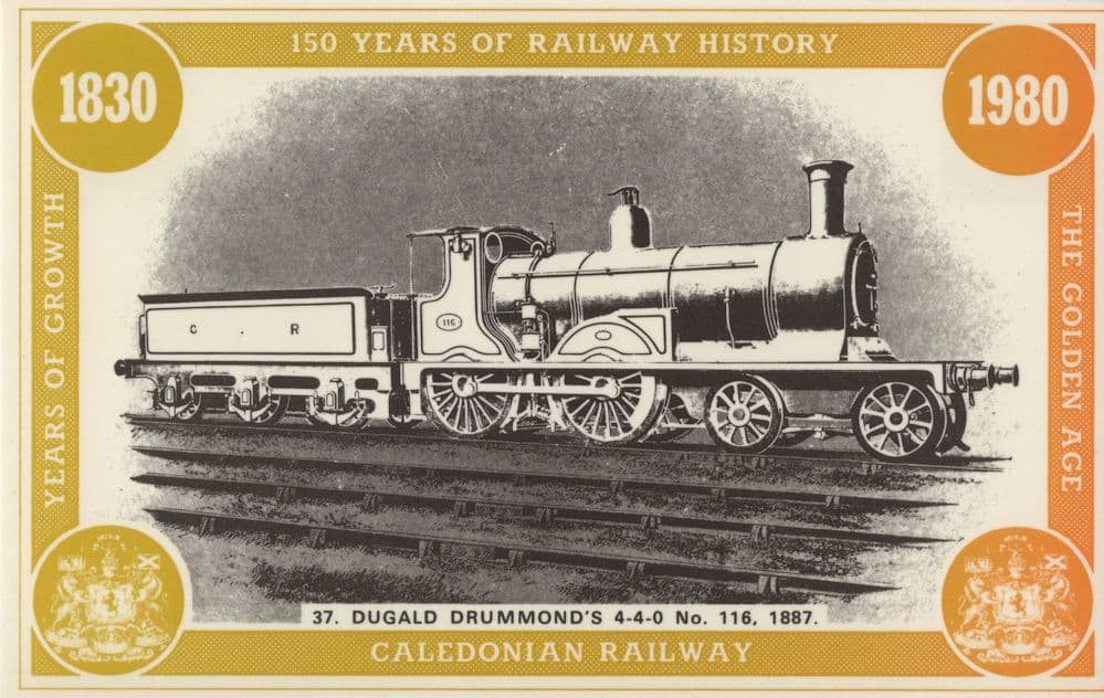 Dugald Drummond's 4-4-0 No 116 Caledonian Train Railway Postcard