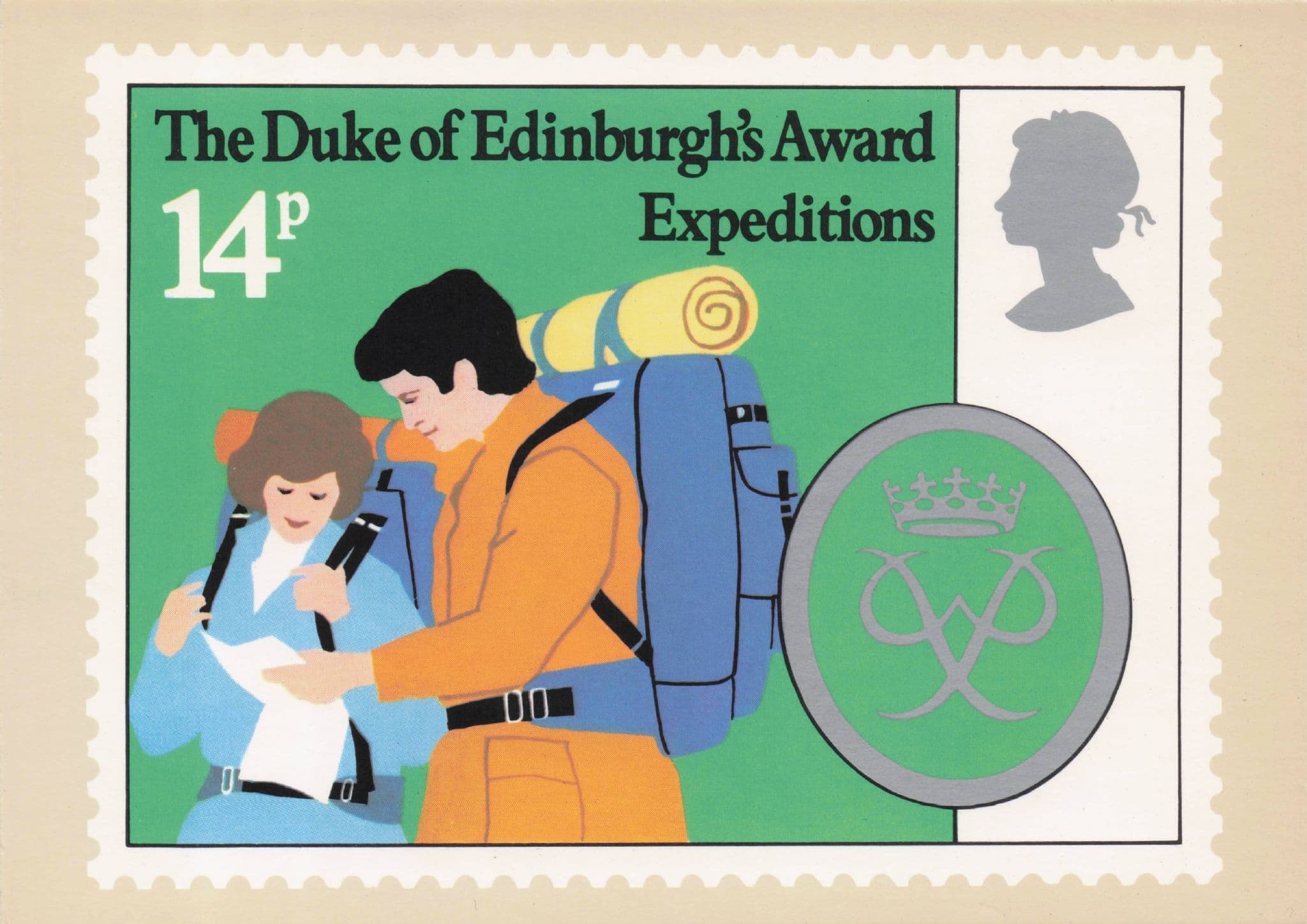 Duke Of Edinburgh Camping Expedition Backpack Stamp Painting Postcard