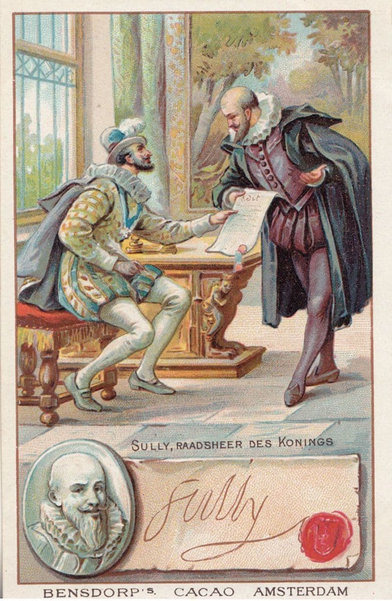 Duke of Sully Maximilien de Bethune Printed Signed Bendorps Cocoa Old Trade Card