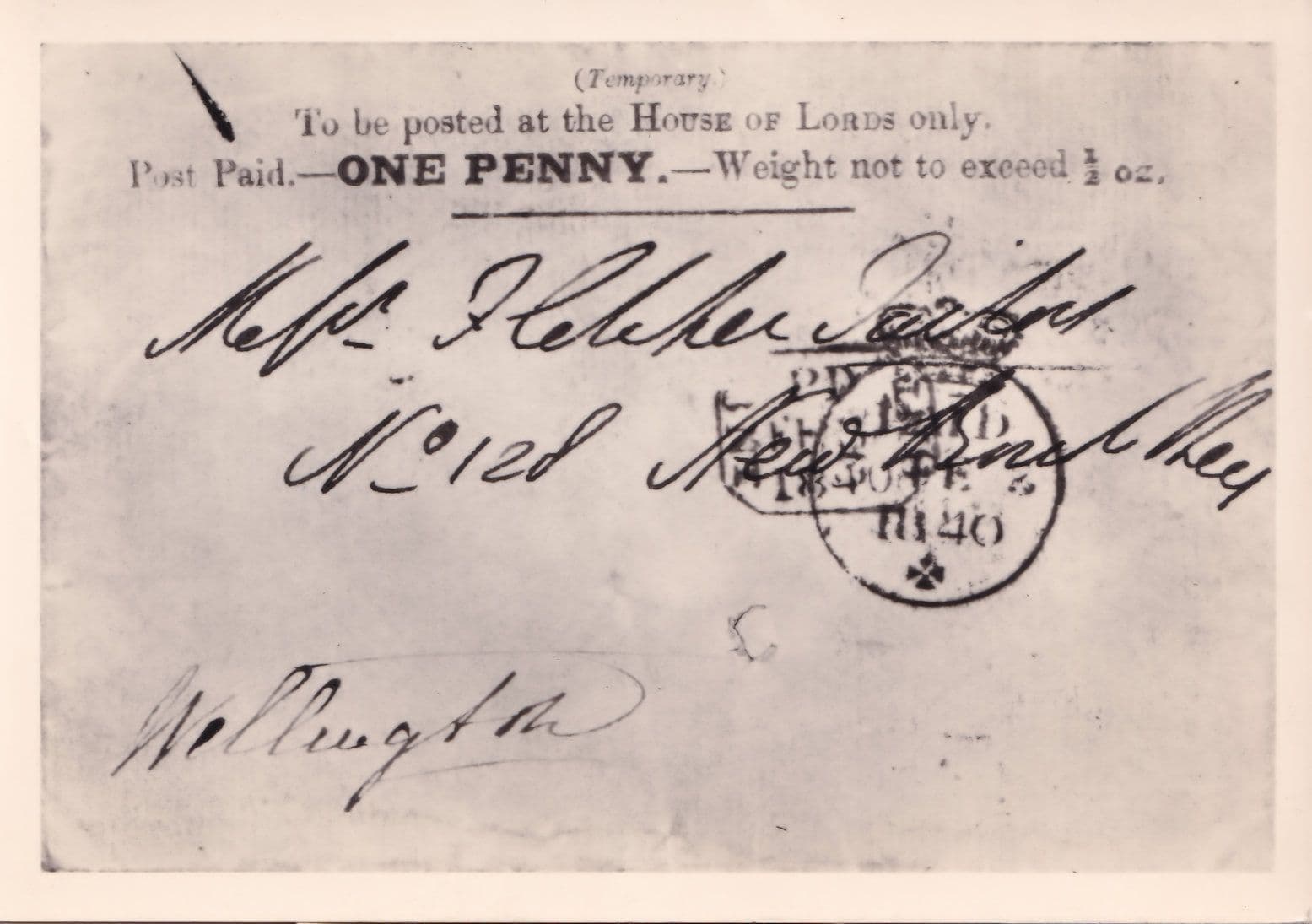 Duke Of Wellington Hand Signed Letter House Of Lords Real Photo Postcard