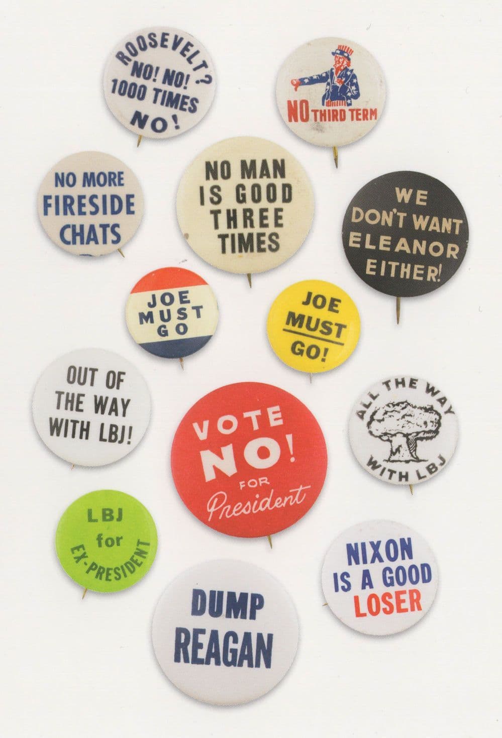 Dump Ronald Reagan President Nixon Roosevelt Badge Pin Postcard