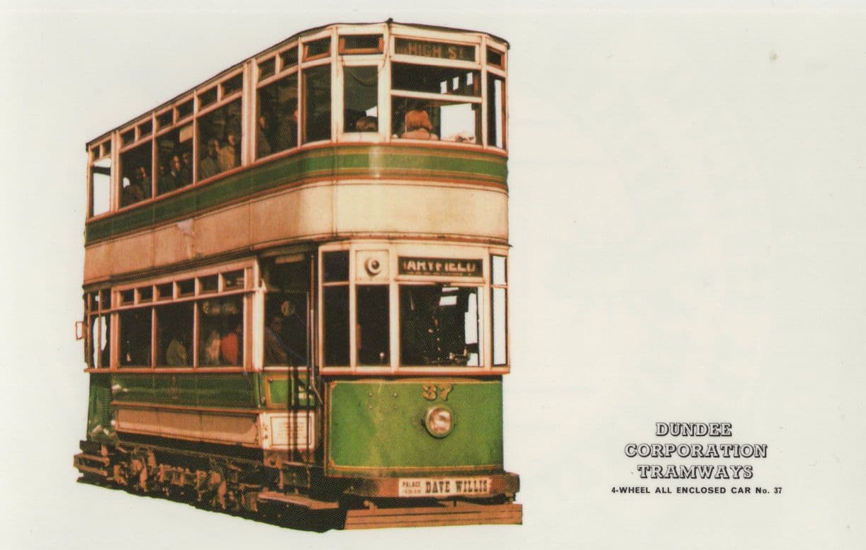 Dundee Corporation Tramways 6 Wheel Old Car Tram Bus Postcard