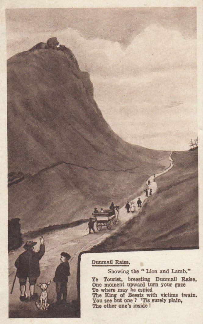 Dunmail Raise The Lion & Lamb Perhaps Pub Antique Cumbria Comic Postcard