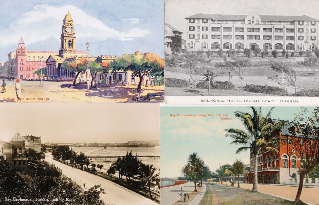 Durban Post Office Balmoral Hotel Club Bay 4x South Africa RPC Postcard s