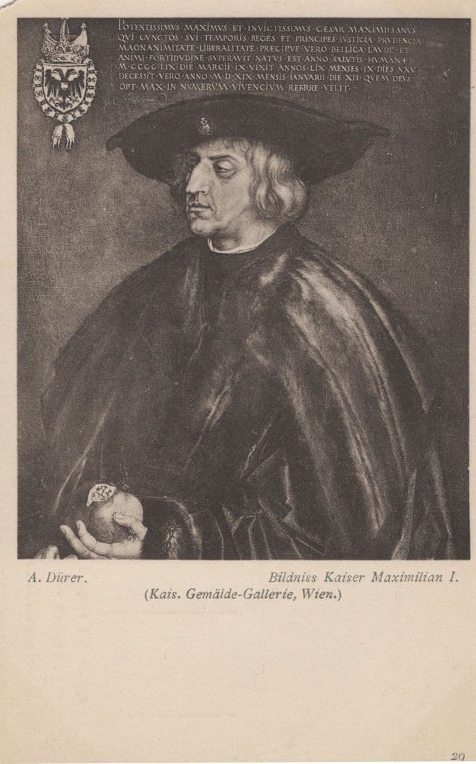 Durer Bildniss Kaiser Maximilian I Antique Wien Painting Postcard