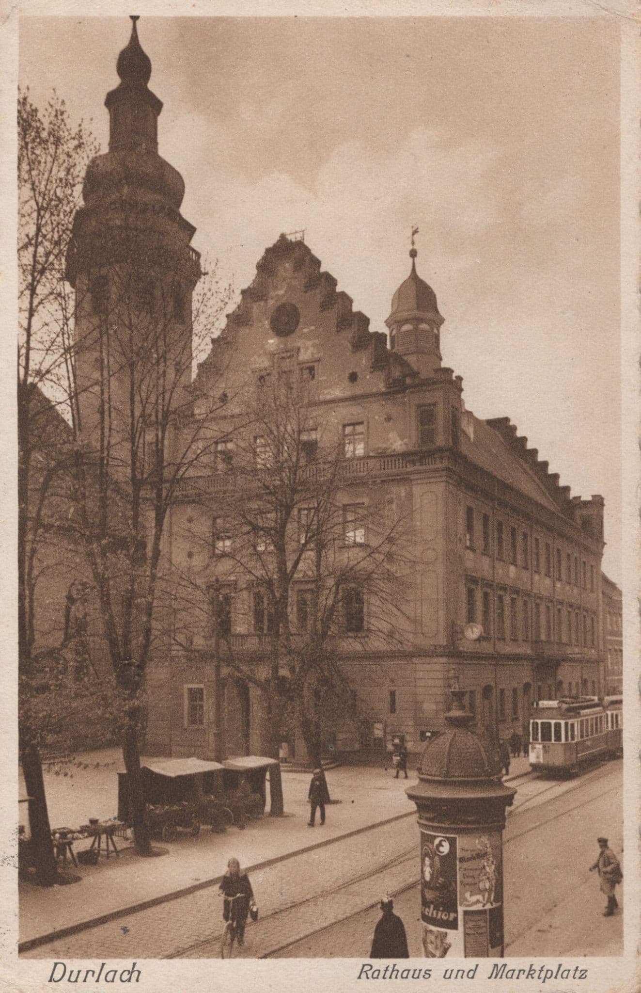 Durlach Rathaus Antique German Bus Transport Hotel Postcard