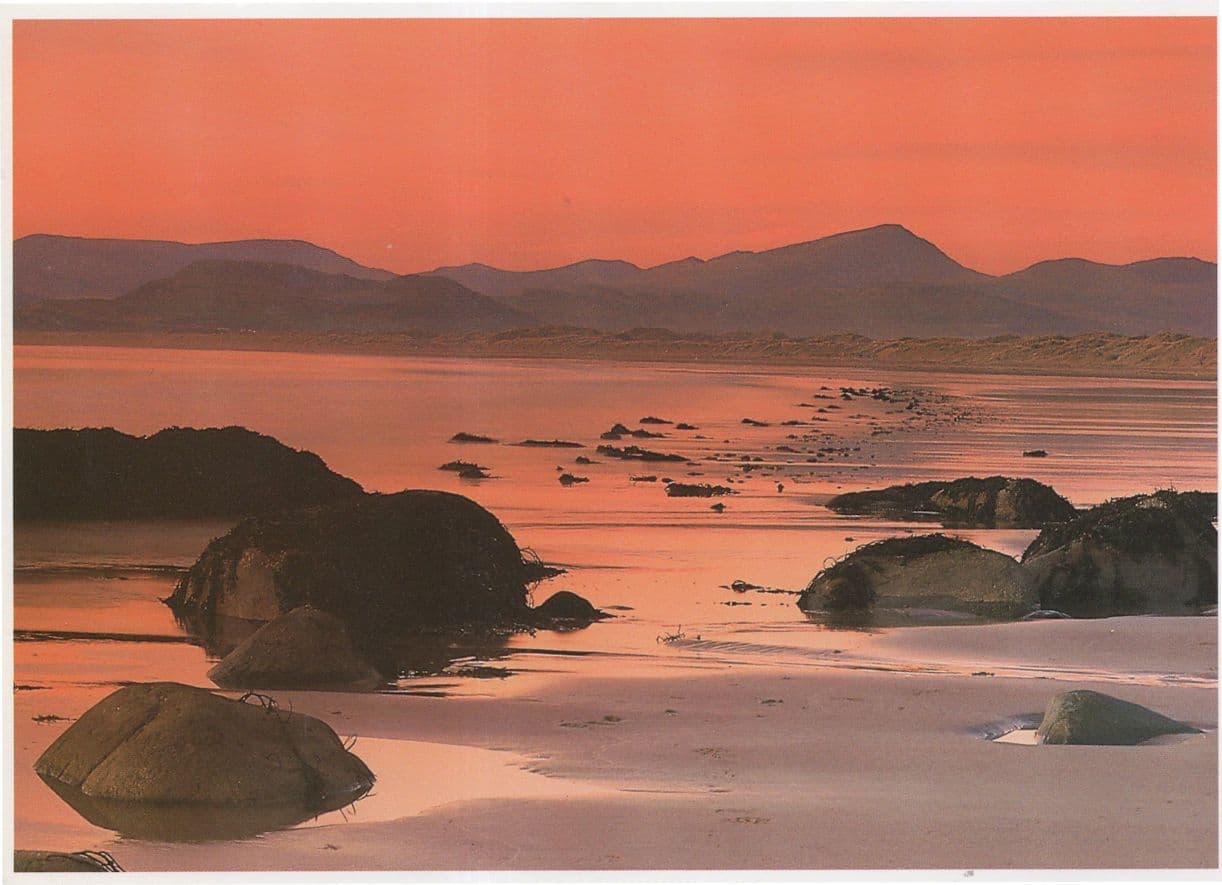 Dusk On Harlech Beach Nantile Ridge Welsh Sunset Postcard