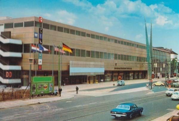 Dusseldorf 1970s Exhibition Germany German Flags Flying Entrance 1970s Postcard