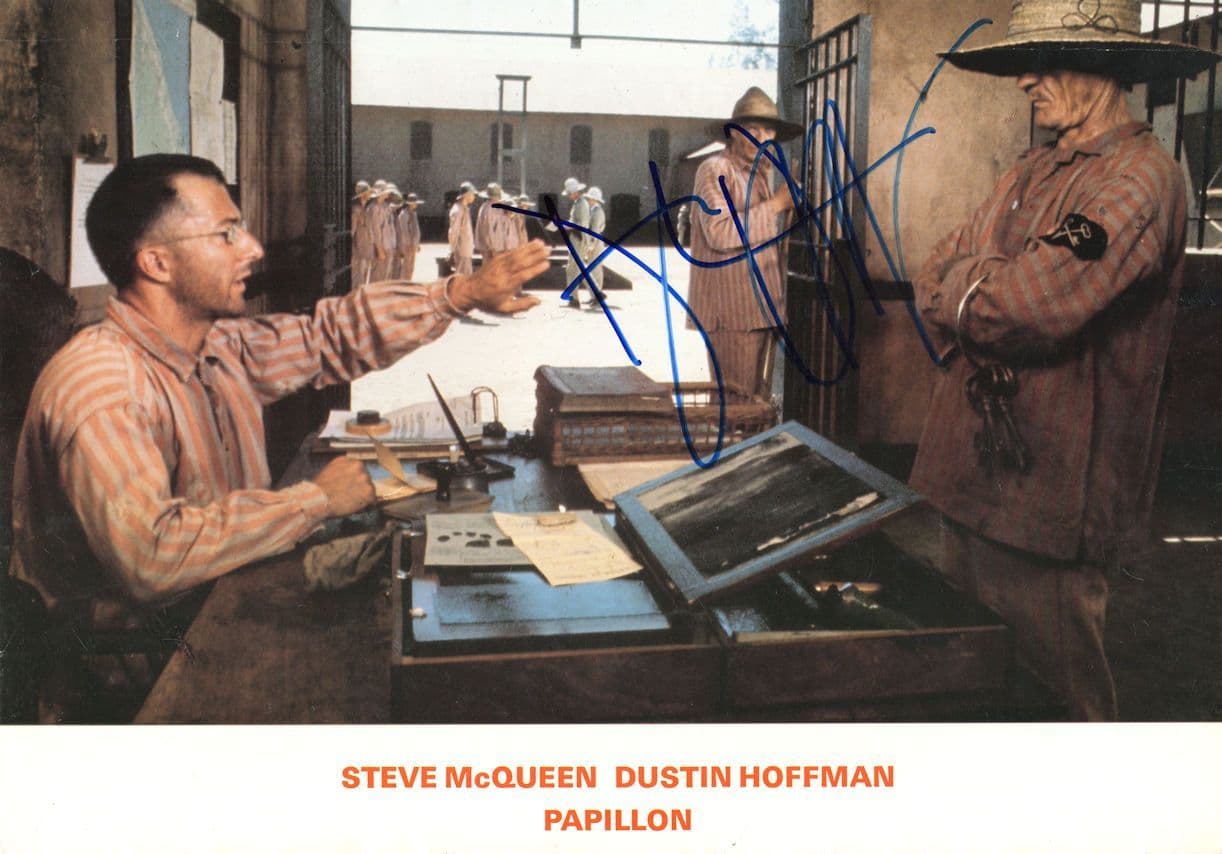 Dustin Hoffman with Steve McQueen The Great Escape 12x8 Hand Signed Photo Please Read