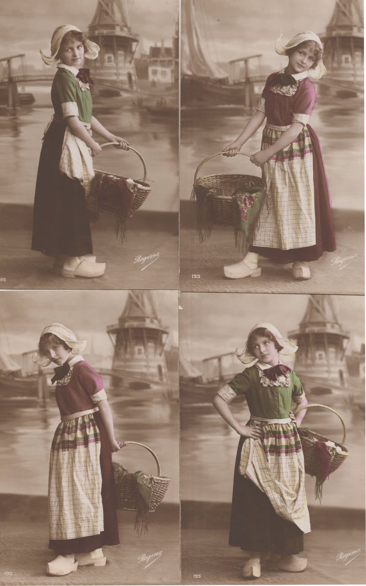 Dutch Children 4x Antique Costume Fashion Holland Postcard s
