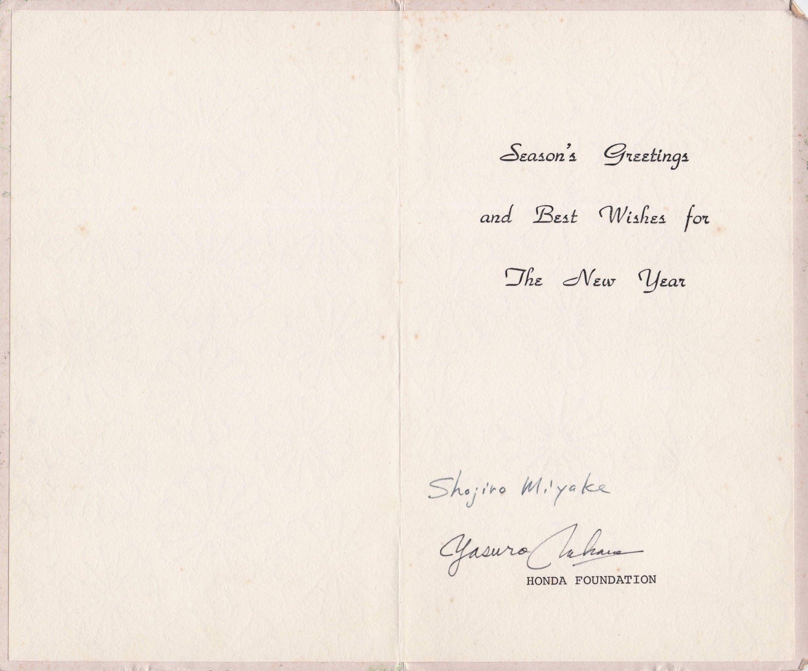 Shojiro Miyake President Honda Foundation Vintage MULTI Hand Signed Card