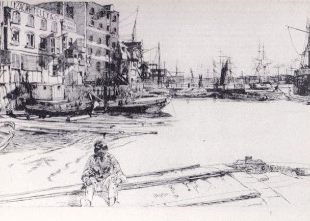 Eagle Wharf Limehouse Victorian River Thames Whistler Painting Postcard