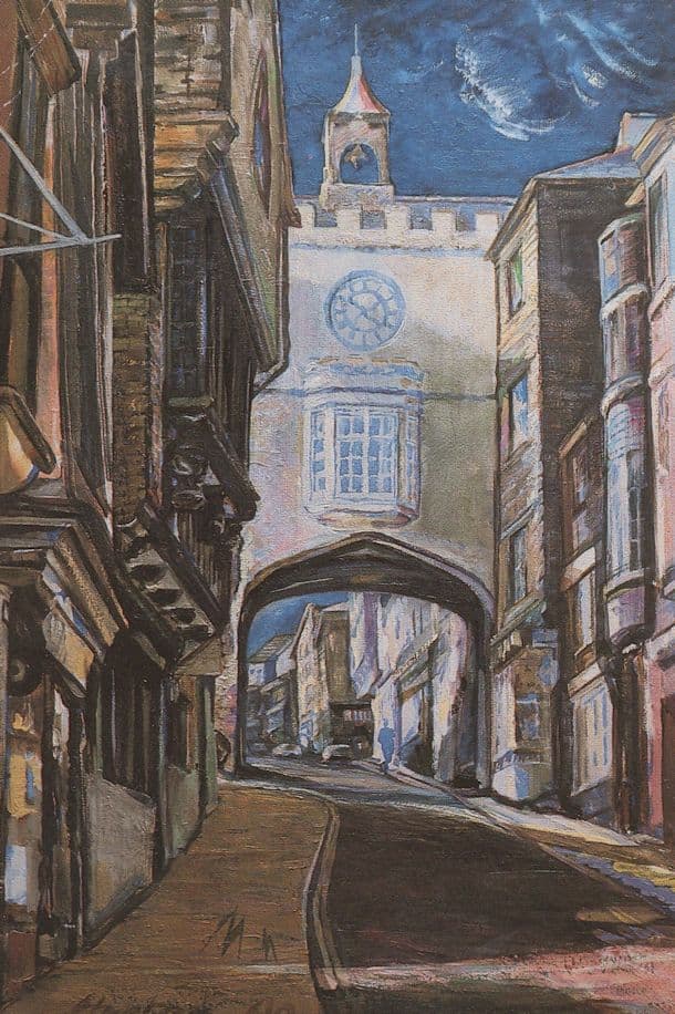 East Gate Totnes Devon Rare Oil Painting Postcard