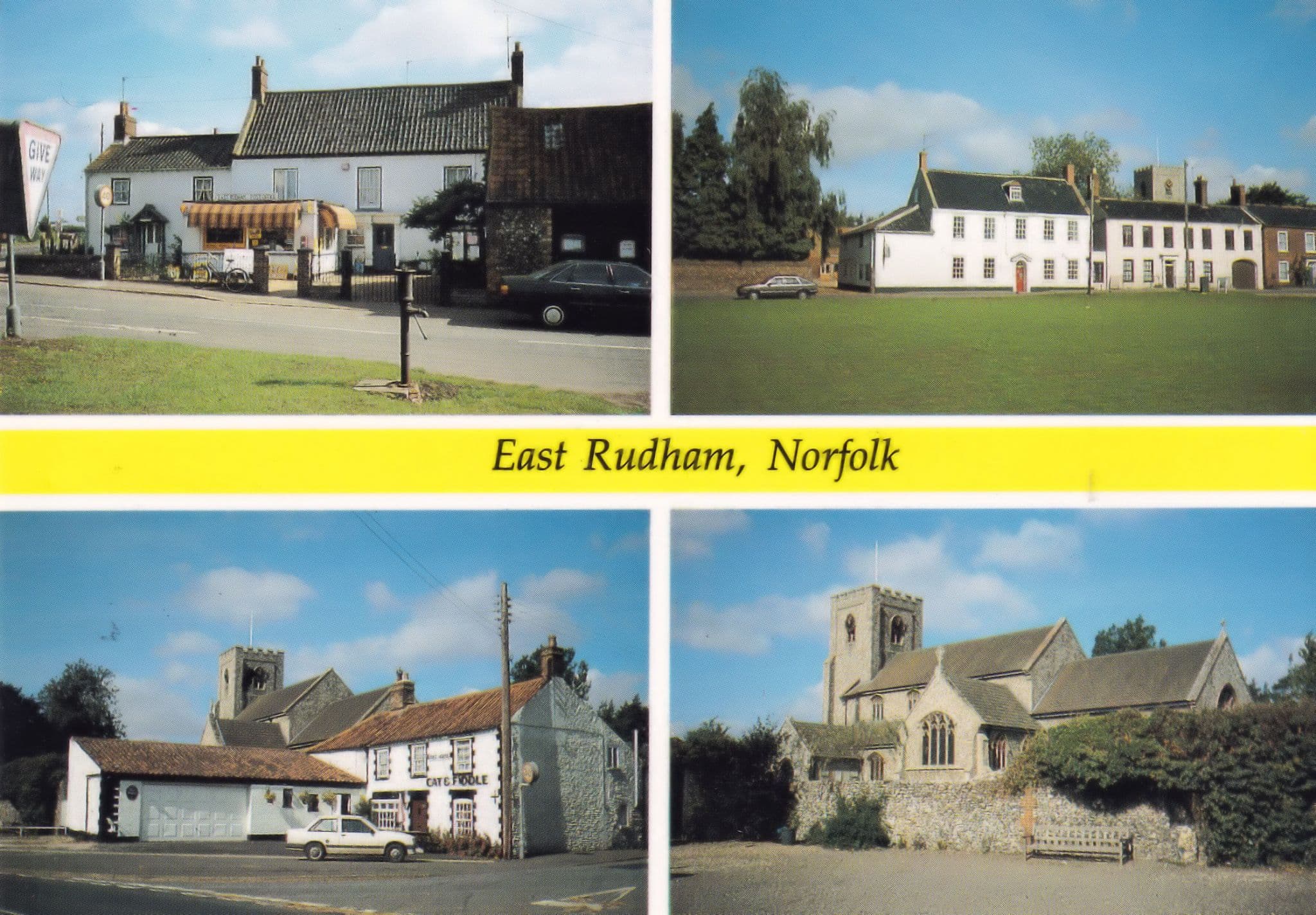 East Rudham Post Office Cat & Fiddle Pub 1980s Norfolk Postcard