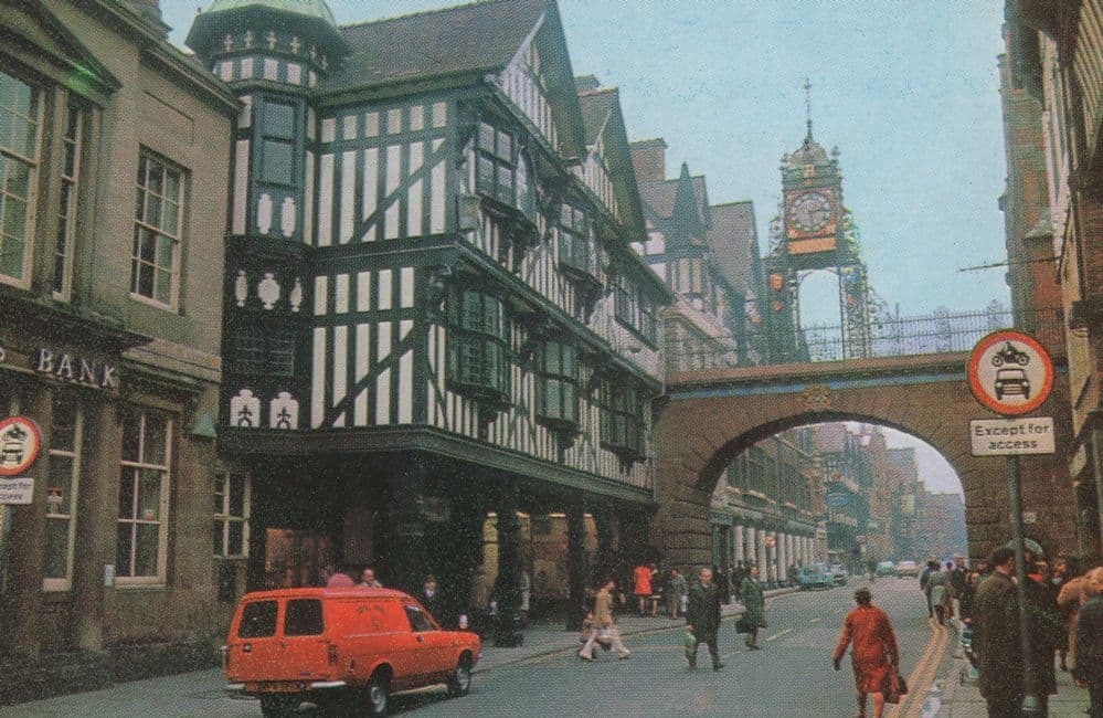 Eastgate Tower Clock Chester Royal Mail Van 1970s Postcard