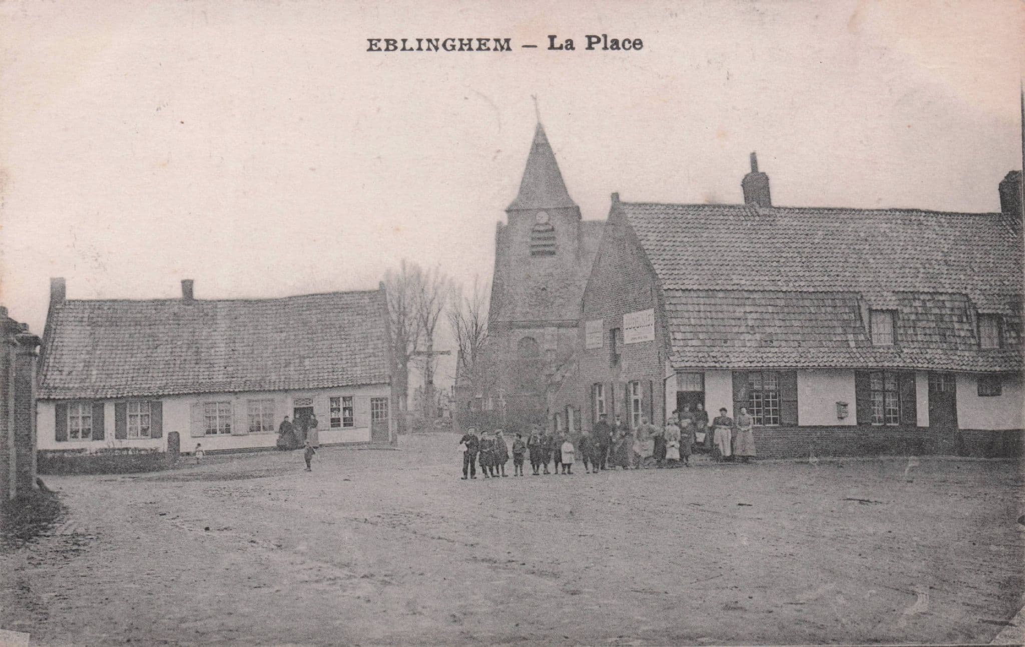 Eblinghem La Place Antique Nord France Old Postcard